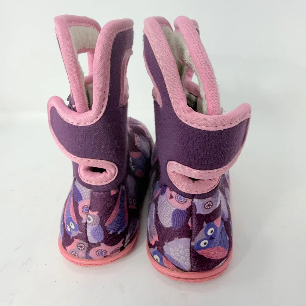 Bogs Baby Owls Purple Pink Waterproof Faux Fur Lined Boots 72166I-540 Kids 10